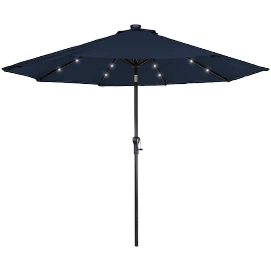 9Ft Solar Lighted Outdoor Patio Market Umbrella By Northlight in Navy Blue | 108" x 108" x 96" | Michaels®